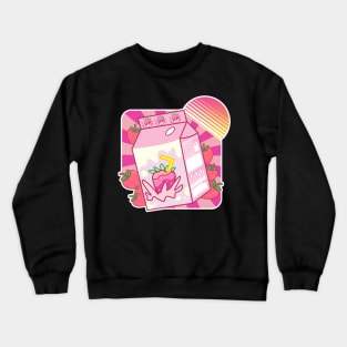 Funny Retro 90s Japanese Kawaii Strawberry Milk Shake Carton Crewneck Sweatshirt